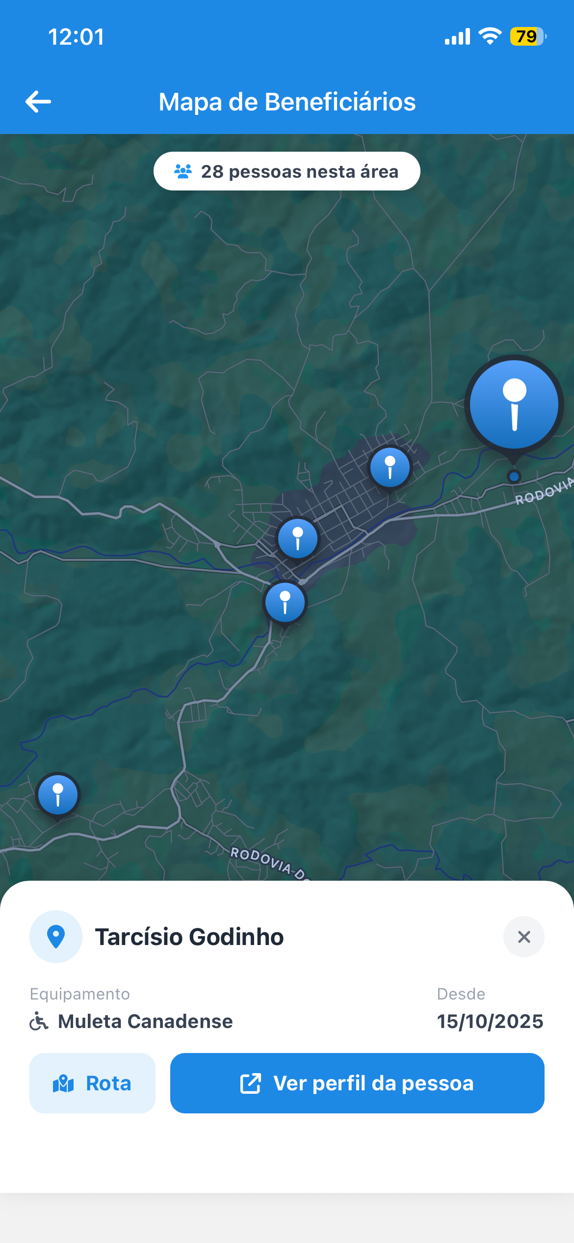 Mapa de beneficiários